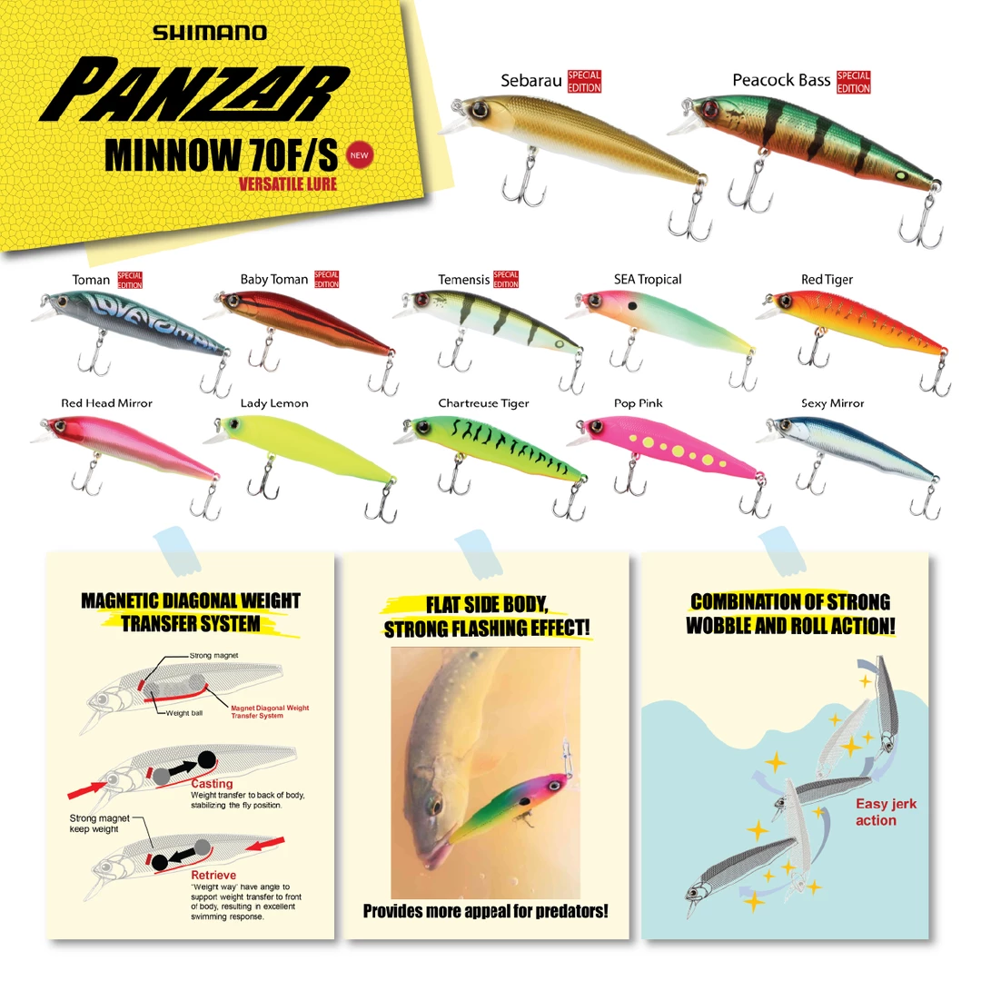 SHIMANO PANZAR EX MINNOW Lures 1 SHIMANO PANZAR EX MINNOW Lures